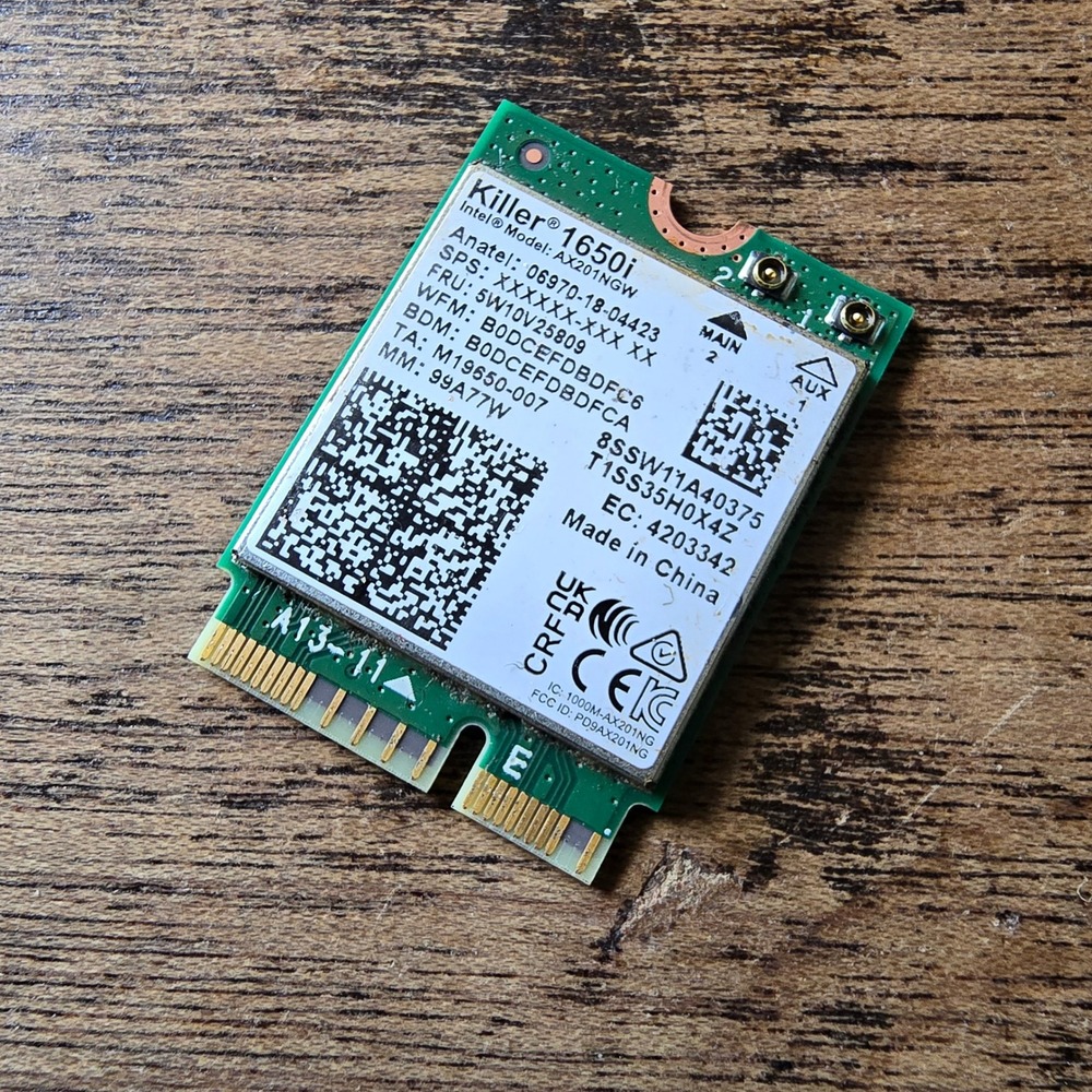 Intel Killer 1650i AX201NGW‎ WiFi 6 Bluetooth 5.0 M.2 Wireless Card 5W10V25809